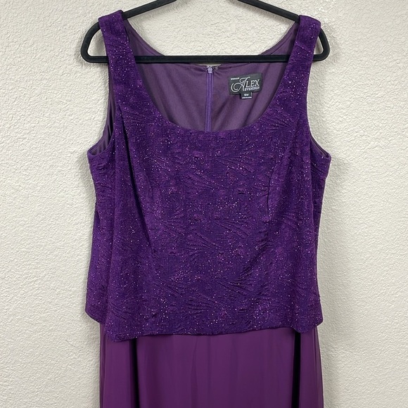 New Alex Evenings Purple Lace Overlay Gown Maxi Dress MOTB Plus Size 16W - Picture 3 of 13
